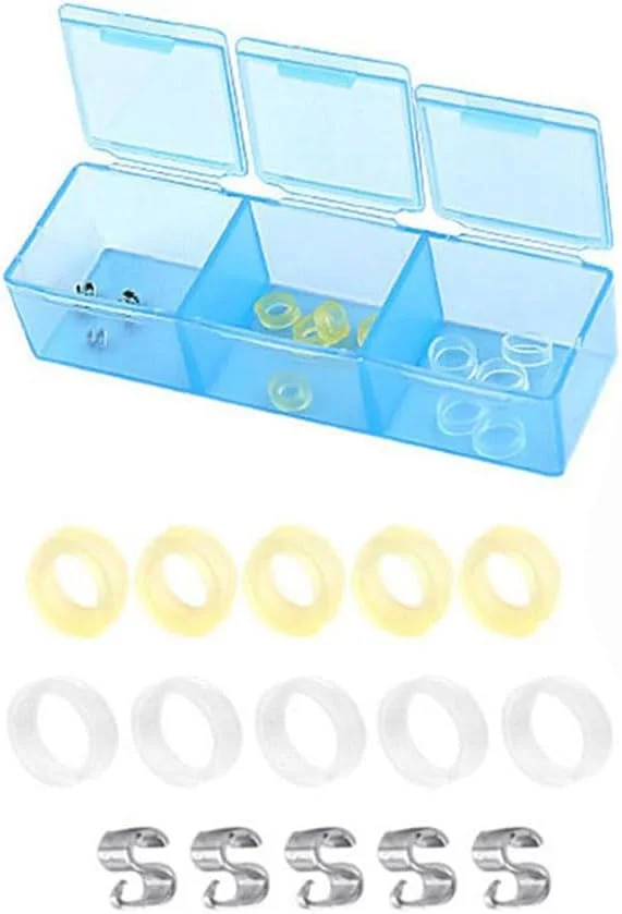 صاف کننده ناخن پا فرورفته - صاف کننده ناخن منحنی از جنس استیل ضد زنگ به همراه کش های لاستیکی، کیت رفع ناخن پا فرورفته، ابزار حرفه ای پدیکور برای آقایان و بانوان، ترمیم ناخن منحنی (نقره ای)