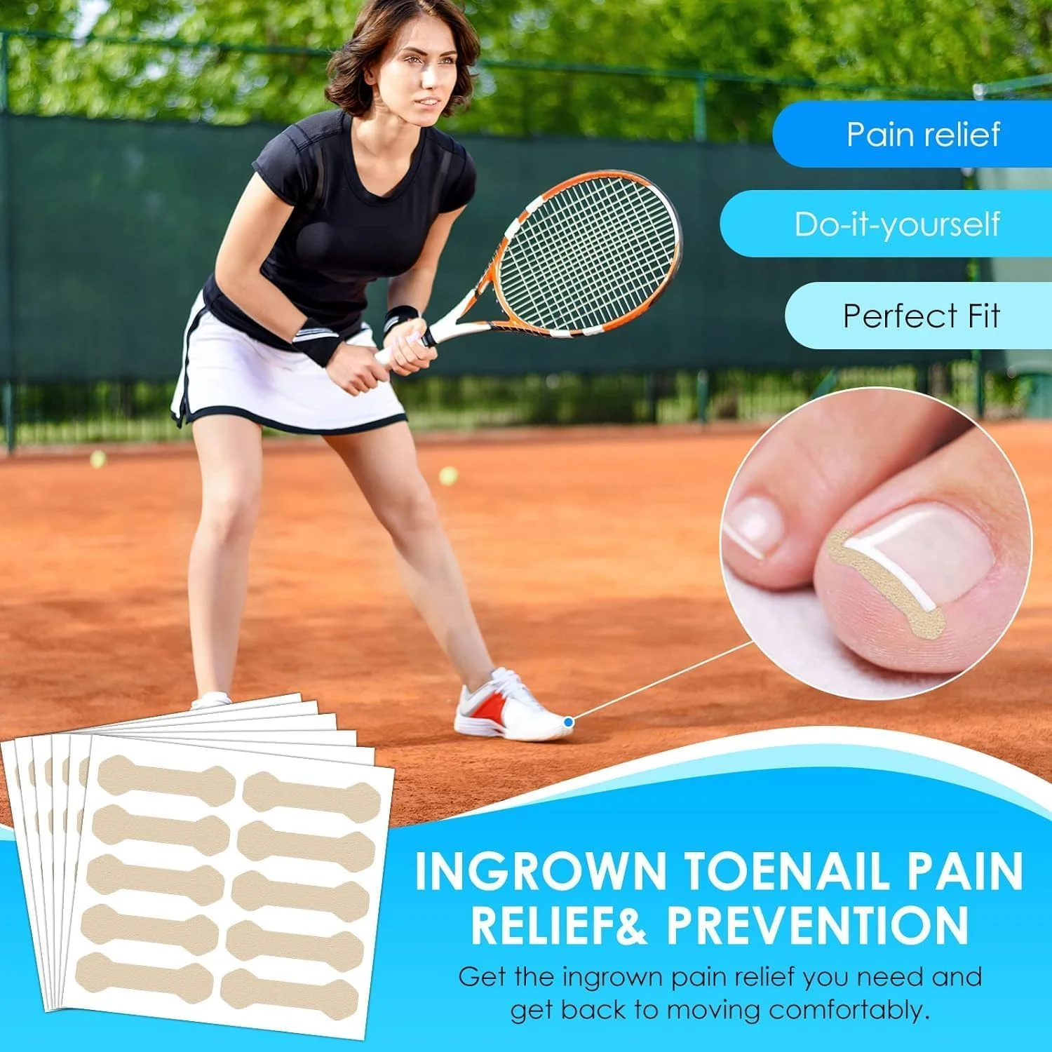 درمان ناخن فرورفته اوبابو، 100 عدد نوار تنفسی برای ناخن فرورفته، ابزار بدون درد برای ناخن فرورفته، پدیکور حرفه ای برای ناخن فرورفته، پچ اصلاح کننده ناخن (100 عدد)