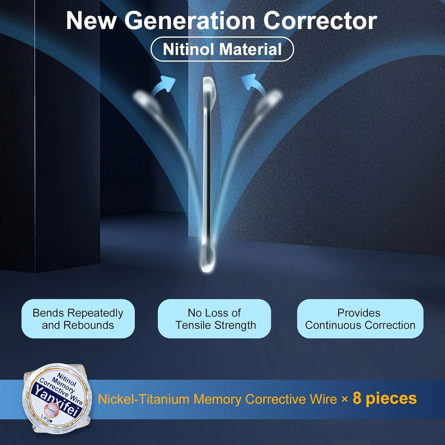صاف کننده ناخن پا از جنس نیتینول، درمان خانگی ناخن فرو رفته، صاف کننده ناخن خمیده، تسکین دهنده درد ناخن فرو رفته، کیت برداشتن ناخن فرو رفته (11/16 اینچ، 13/16 اینچ)