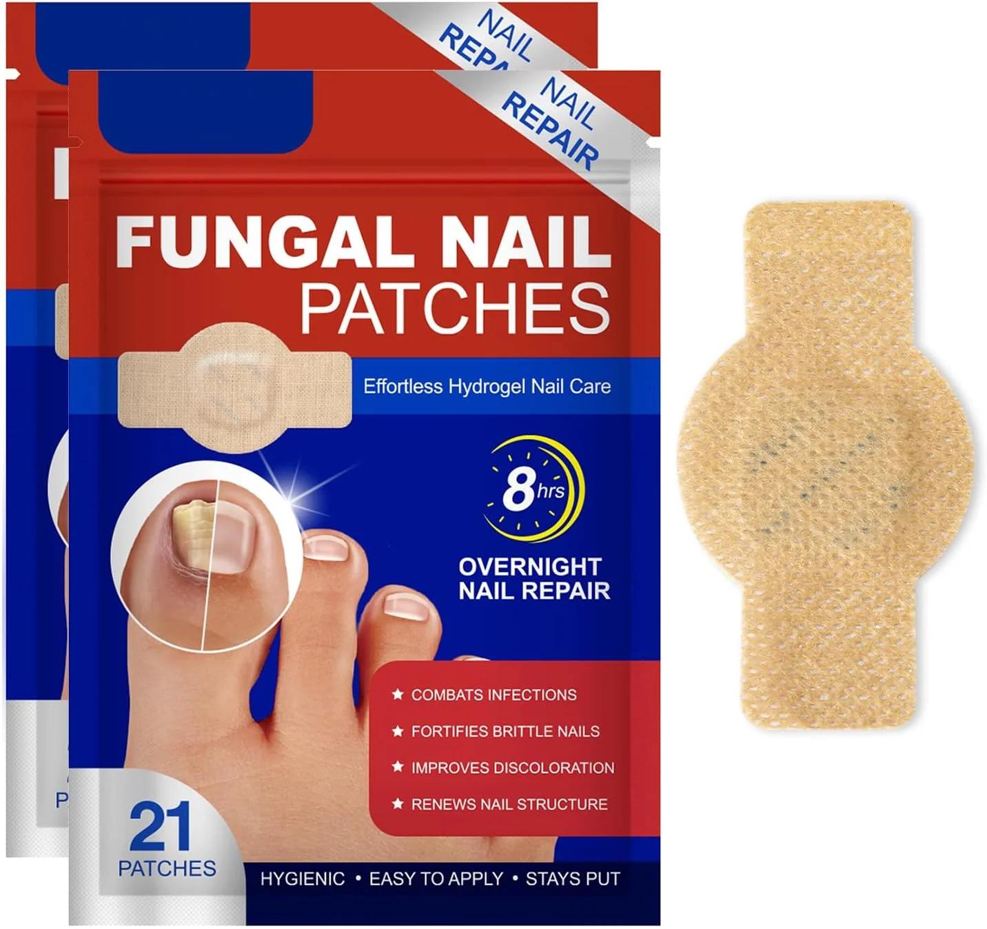 ۴۲ عدد پد درمان قارچ ناخن، پد درمان ناخن پا، ترمیم ناخن برای ناخن های آسیب دیده، بهبود بافت ناخن پا، بازیابی تغییر رنگ و ضخامت، مناسب برای آقایان و بانوان