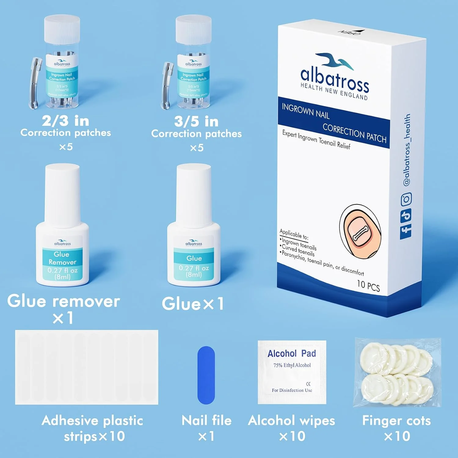 کیت رفع ناخن فرورفته، صاف کننده و نگهدارنده ناخن برای ناخن های خمیده یا فرورفته، کیت درمان خانگی ناخن فرورفته برای تسکین سریع درد و اصلاح ناخن