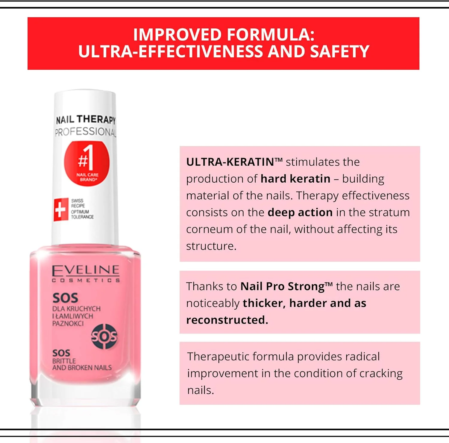 مراقبت حرفه ای ناخن SOS Eveline Cosmetics | برای ناخن های شکننده و آسیب دیده | (12 میلی لیتر)