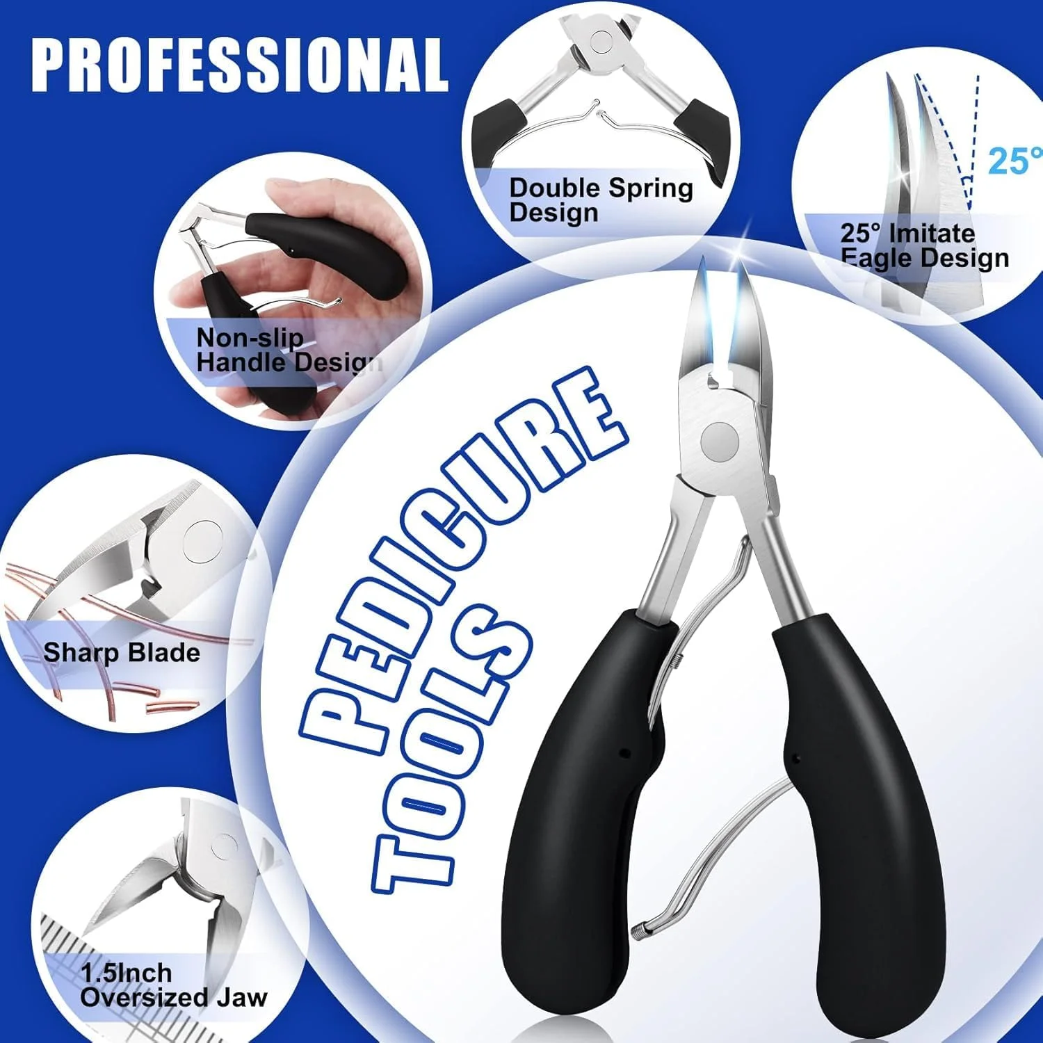 مجموعه ۸ عددی ابزار بهبود ناخن پا فرورفته یلاجوی - ابزار حرفه ای پدیکور با قیچی استیل ضد زنگ، اصلاح کننده و سوهان برای ناخن های ضخیم، راه حل مراقبت در منزل