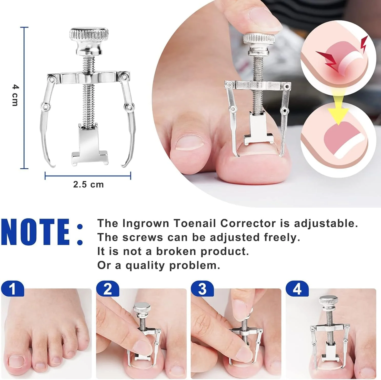 مجموعه ۸ عددی ابزار بهبود ناخن پا فرورفته یلاجوی - ابزار حرفه ای پدیکور با قیچی استیل ضد زنگ، اصلاح کننده و سوهان برای ناخن های ضخیم، راه حل مراقبت در منزل