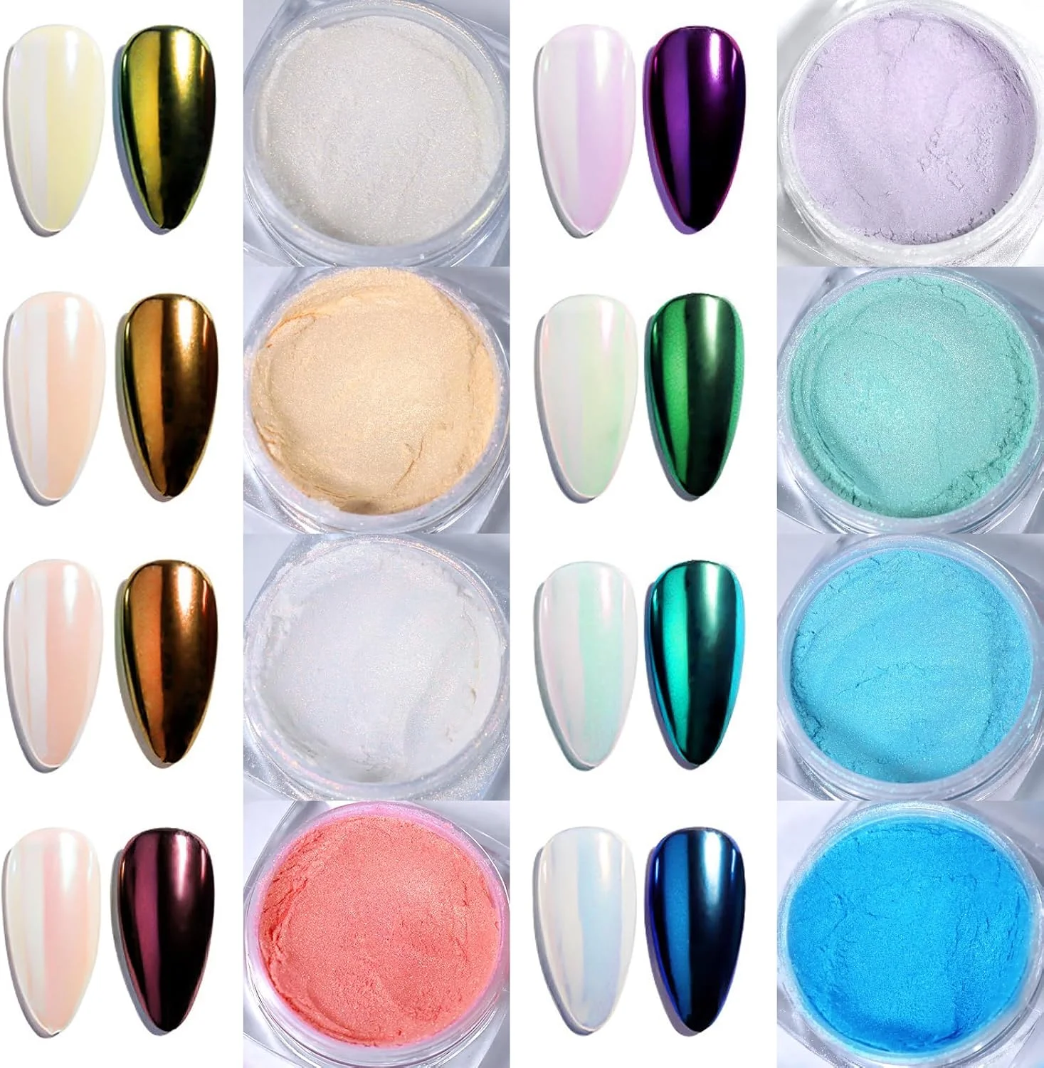 پودر ناخن مرواریدی پری دریایی Laza، پودر کروم صدفی رنگین کمانی Aurora در 8 رنگ، پودر ناخن یخی شفاف، پودر ناخن رنگین کمانی آینه ای برای طراحی ناخن - آب نبات شیرین