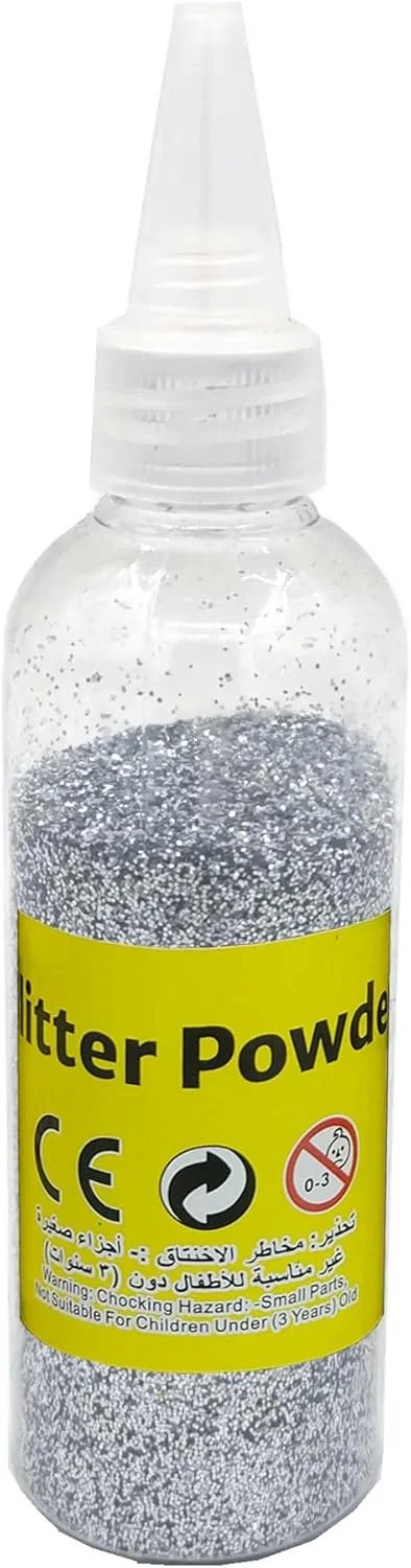 پودر اکلیل 80 گرمی VersaMarts – اکلیل ظریف و درخشان برای کارهای دستی، هنری، طراحی ناخن و تزئینات (نقره ای)