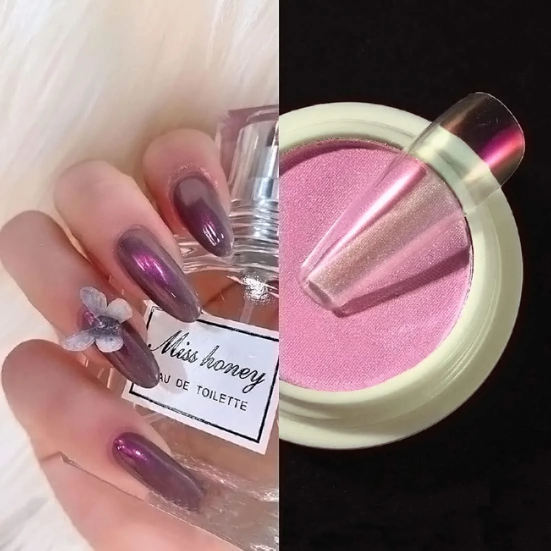 پودر آینه ای جادویی لیزری Meschett، پودر شفق قطبی ناخن، پودر کروم شفق قطبی ارتقا یافته، جلوه آینه ای، پودر نئون پری دریایی شفاف برای دکوراسیون هنر ناخن