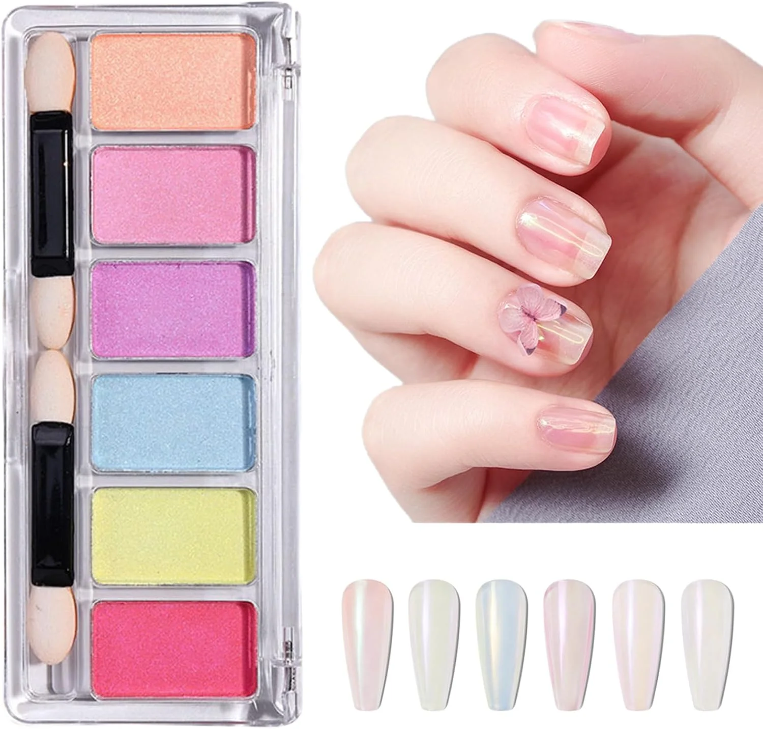 پودر ناخن کروم آینه ای جامد، پودر رنگدانه ناخن پالت کروم طلایی رز، پودر کروم با جلوه آینه ای متالیک نقره ای صورتی برای ناخن #3