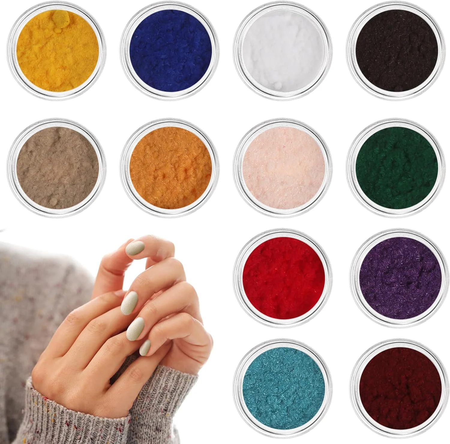 HEALLILY 2 بسته پودر ناخن تزئینات مخملی پودر رنگدانه DIY ناخن ابزار DIY لوازم رنگدانه مخملی