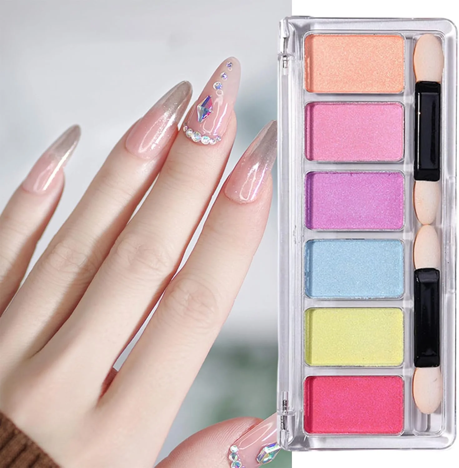 پودر ناخن کروم آینه ای جامد، پودر رنگدانه ناخن پالت کروم طلایی رز، پودر کروم با جلوه آینه ای متالیک نقره ای صورتی برای ناخن #3