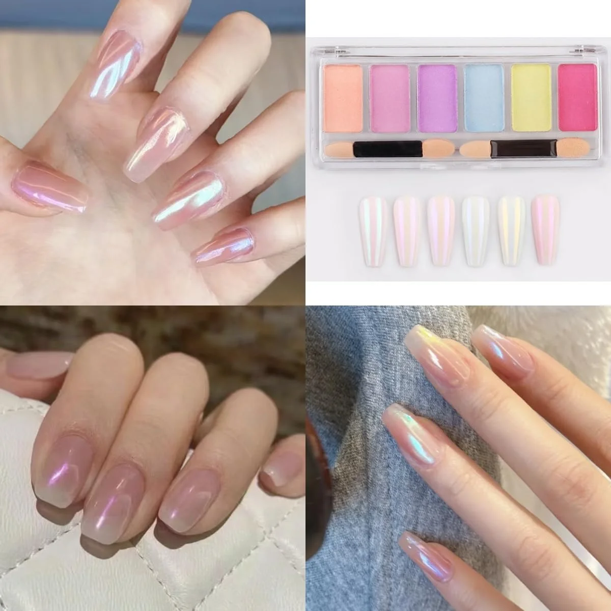 پودر ناخن کروم آینه ای جامد، پودر رنگدانه ناخن پالت کروم طلایی رز، پودر کروم با جلوه آینه ای متالیک نقره ای صورتی برای ناخن #3