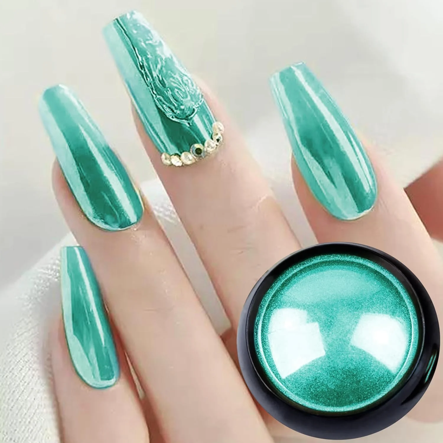 پودر کروم ناخن، پودر کروم آرورا با جلوه آینه‌ای و جذاب، پودر کروم پری برای طراحی ناخن، پودر کروم برای ناخن‌های اکریلیک (چند رنگ - بنفش)