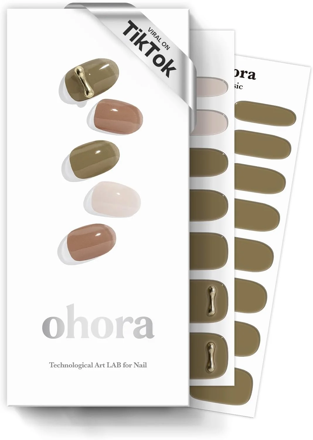 ناخن های ژلی نیمه پخته ماندگار Ohora N Sage - طرح های هنری منحصر به فرد ناخن - شامل 2 پد آماده سازی، سوهان ناخن و چوب چوبی