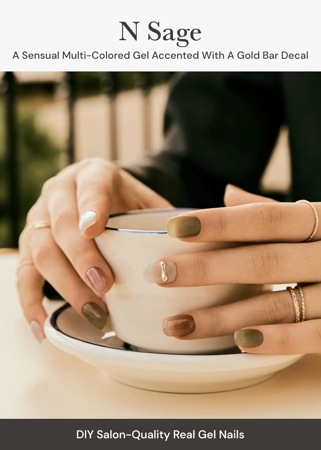 ناخن های ژلی نیمه پخته ماندگار Ohora N Sage - طرح های هنری منحصر به فرد ناخن - شامل 2 پد آماده سازی، سوهان ناخن و چوب چوبی