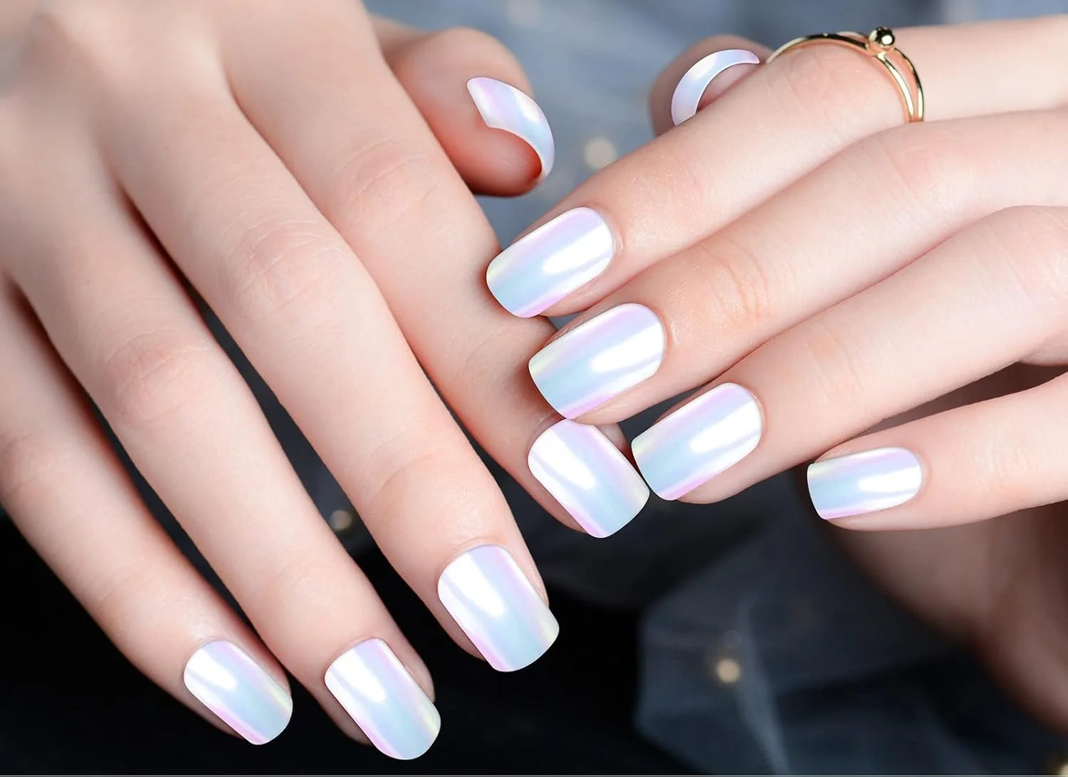 پودر کروم ناخن Artdone، پودر ناخن رنگین کمانی تک شاخ، پودر آینه ای متالیک با جلوه رنگین کمانی برای طراحی ناخن با لاک ژل