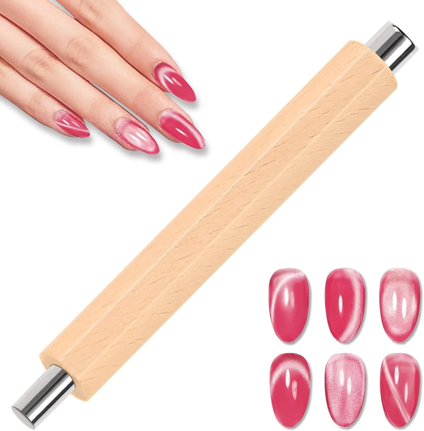 آهنربای چشم گربه ای یلا جوی برای ناخن، قلم مغناطیسی چند منظوره دو سر لاک ناخن، ابزار طراحی ناخن لاک ژل چشم گربه ای مغناطیسی، برای استفاده خانگی و سالن