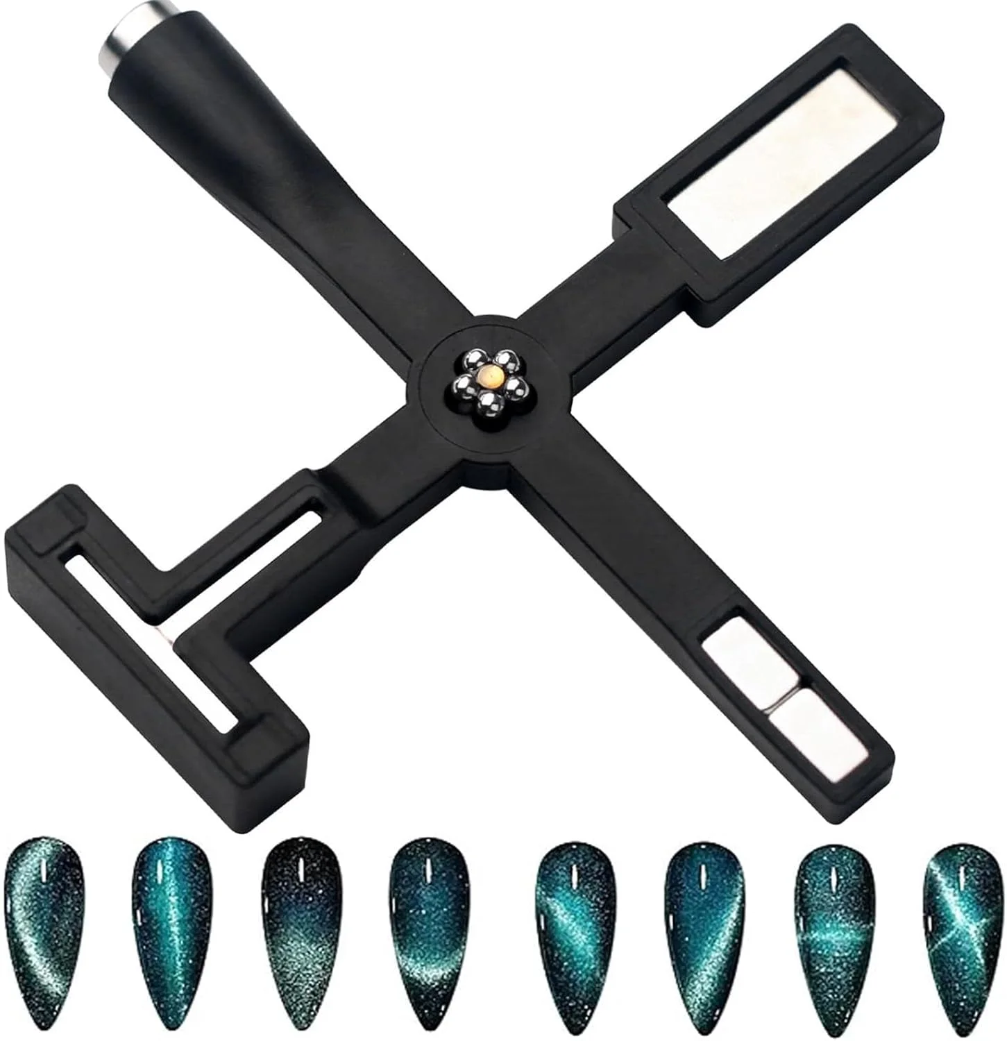 آهنربای ناخن ریان، ابزار مغناطیسی چشم گربه ای 5 در 1، چوب مغناطیسی چند منظوره لاک ژل ناخن، ابزار طراحی ناخن برای سالن، استودیو، مانیکور خانگی، هنر ناخن DIY (مشکی)