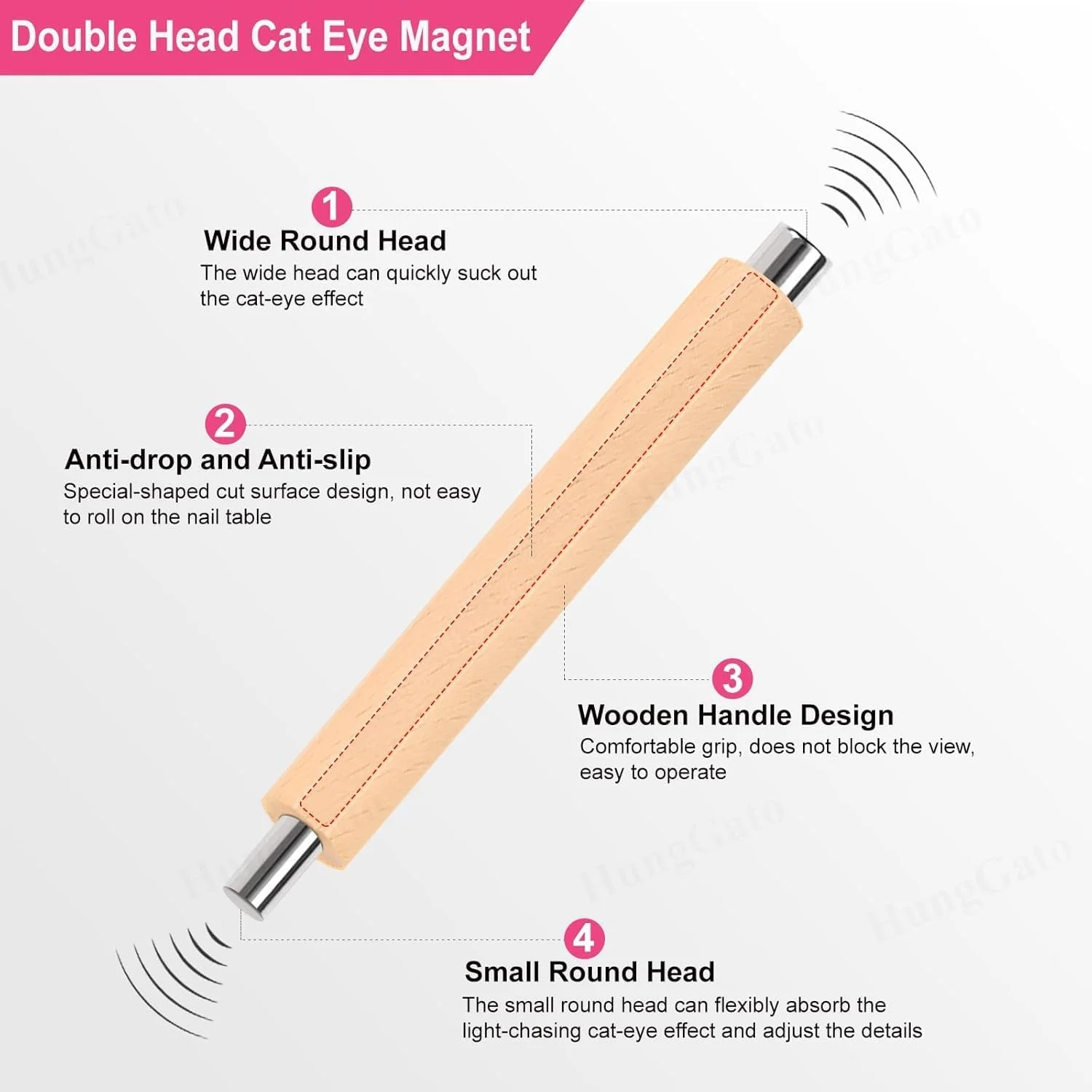 آهنربای چشم گربه ای یلا جوی برای ناخن، قلم مغناطیسی چند منظوره دو سر لاک ناخن، ابزار طراحی ناخن لاک ژل چشم گربه ای مغناطیسی، برای استفاده خانگی و سالن