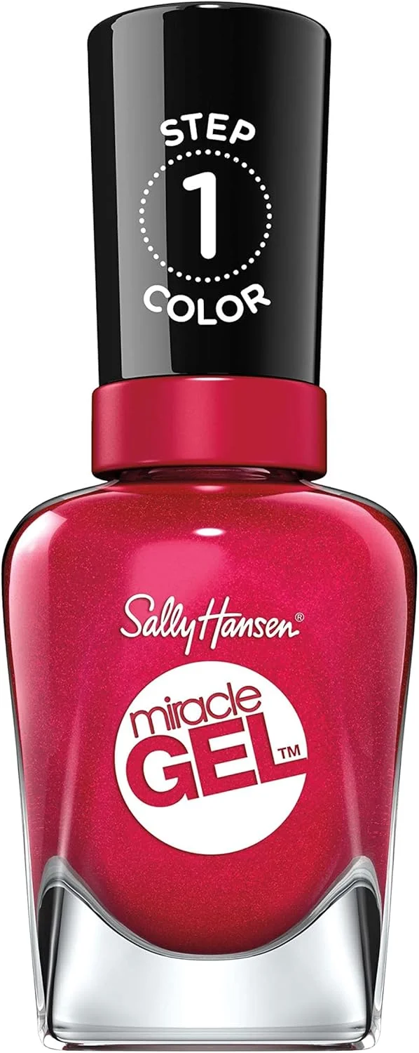 لاک ژل سالی هانسن Miracle Gel™ - Bordeaux Glow، یک لاک قرمز تیره غنی، 14.7 میلی لیتر