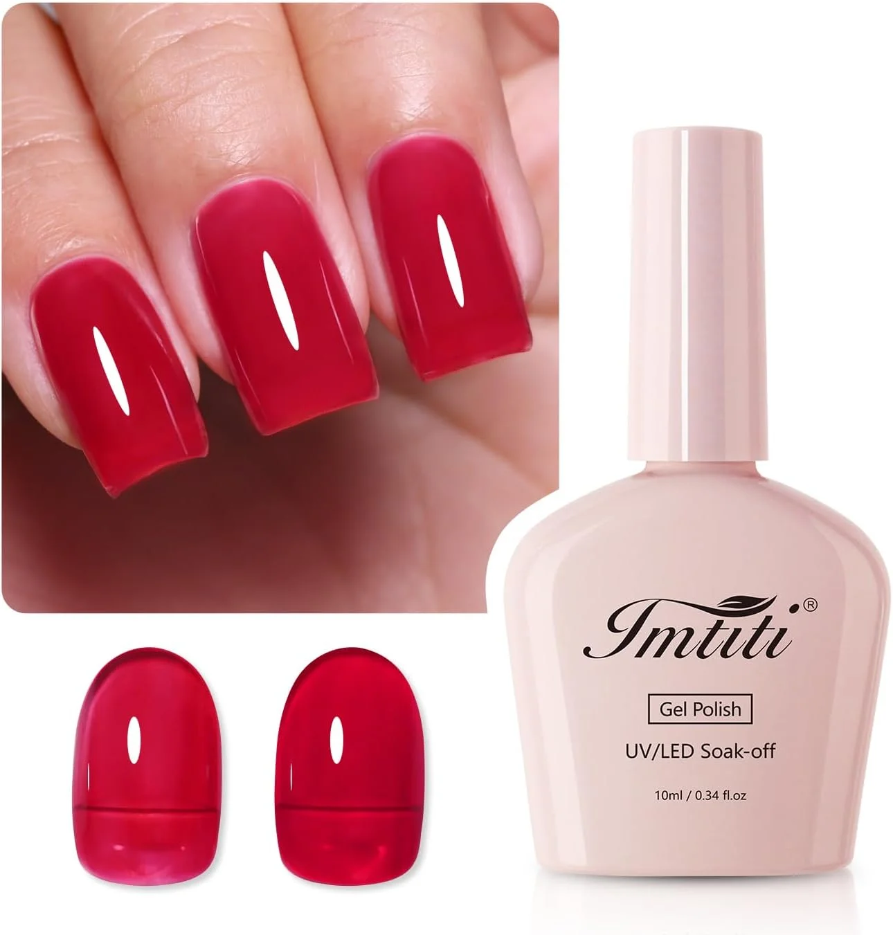 لاک ژل ناخن ژله ای ایمیتیتی، لاک ژل ناخن قرمز شیشه ای، قابل برداشتن با خیساندن، UV LED، بهار و تابستان، طراحی ناخن شفاف، مناسب برای سالن های مانیکور و طراحی DIY، 10 میلی لیتر