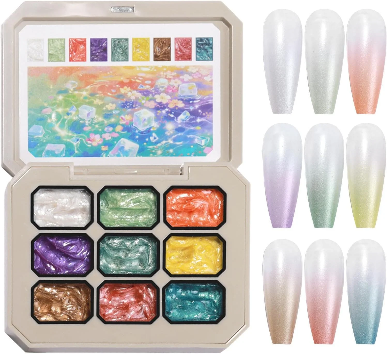 ژل پتینگ، ژل نقاشی گرادیان 9 رنگ، لوازم جانبی پالت لاک، ابزار طراحی ناخن برای خانم ها، نقاشی و طراحی مانیکور