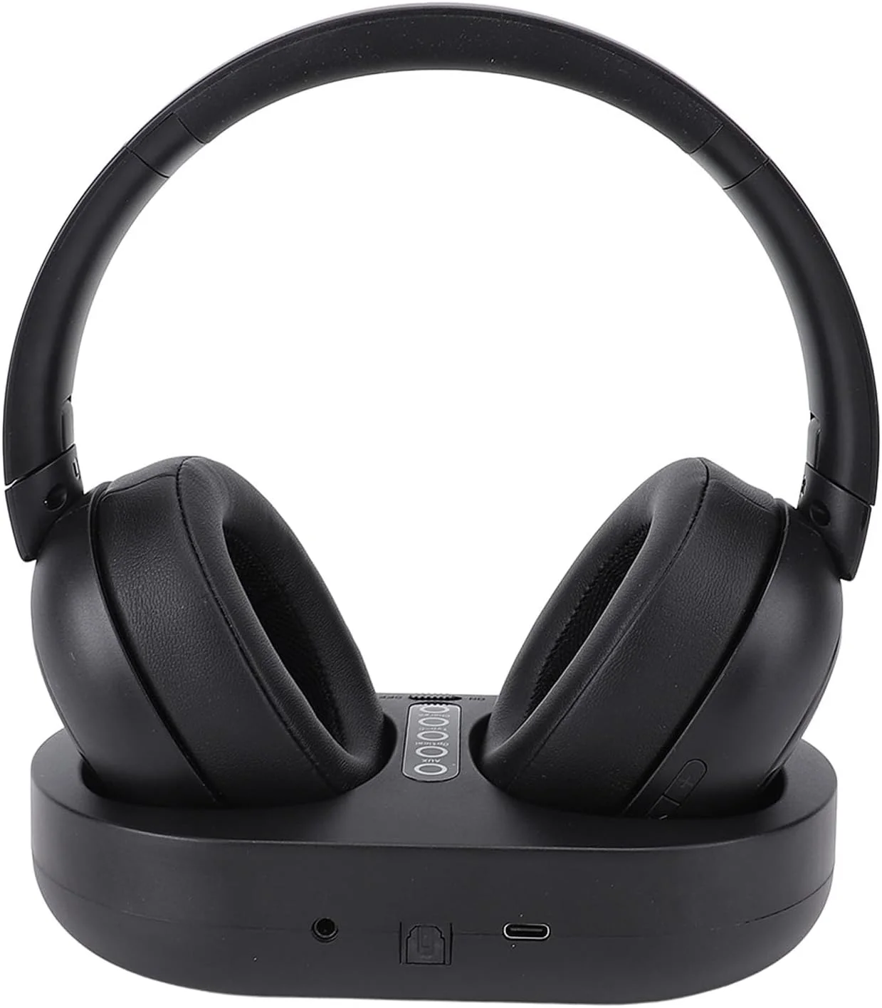 هدفون بی‌سیم برای تماشای تلویزیون، هدفون تلویزیون بی‌سیم 2.4G/بلوتوث 5.3 با درگاه اپتیکال/AUX 3.5 میلی‌متری و پایه شارژ، 50 ساعت پخش، بدون تاخیر، برای سالمندان و والدین (مشکی)