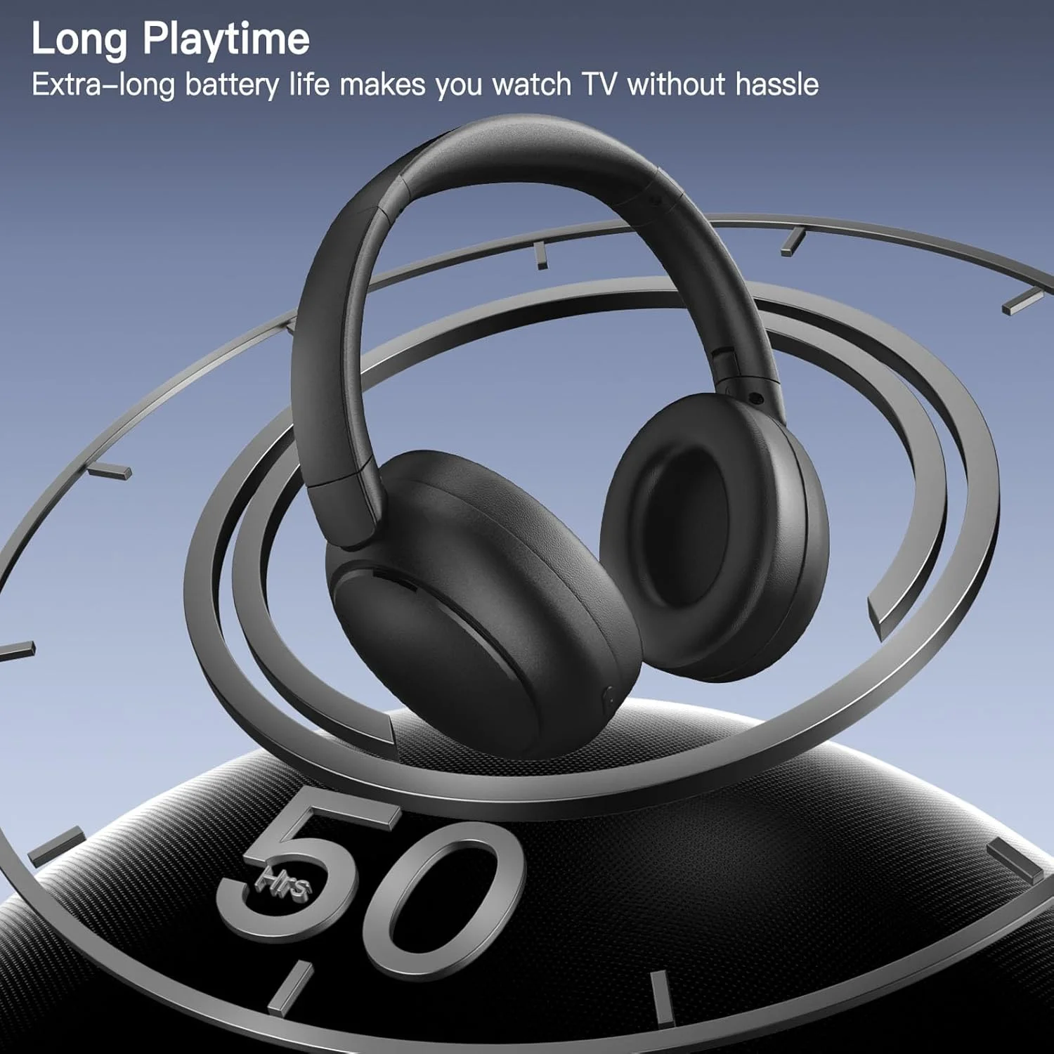 هدفون بی‌سیم برای تماشای تلویزیون، هدفون تلویزیون بی‌سیم 2.4G/بلوتوث 5.3 با درگاه اپتیکال/AUX 3.5 میلی‌متری و پایه شارژ، 50 ساعت پخش، بدون تاخیر، برای سالمندان و والدین (مشکی)