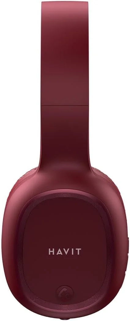 هدفون بی‌سیم بلوتوثی Havit H2590BT PRO، هدفون روگوشی با میکروفون، AUX/FM/SD چند منظوره، صدای Hi-Fi برای آیفون 16 پرو مکس، سامسونگ گلکسی S24 اولترا، تلویزیون، باشگاه و تمرین (قرمز)