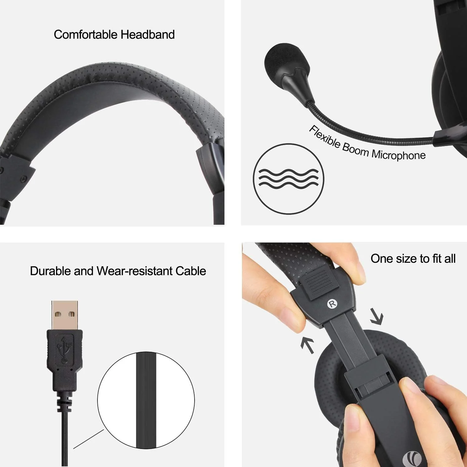 هدست USB ویکام با میکروفون - هدفون استریو سیمدار روگوشی برای کامپیوتر و لپتاپ با کنترل صدا و دکمه بیصدا، سبک برای دفتر کار، مدرسه، مرکز تماس، اسکایپ، کنفرانس و چت آنلاین (مشکی) هدست USB ویکام با میکروفون - هدفون استریو سیمدار روگوشی برای کامپیوتر و لپتاپ با کنترل صدا و دکمه بیصدا، سبک برای دفتر کار، مدرسه، مرکز تماس، اسکایپ، کنفرانس و چت آنلاین (مشکی)