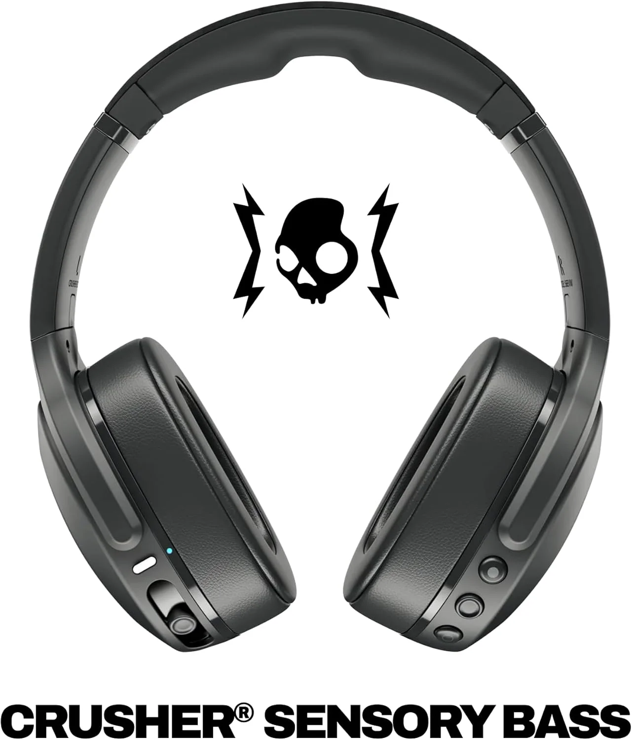 هدفون بی‌سیم رو گوشی Skullcandy Crusher Evo با بیس حسی، 40 ساعت عمر باتری، میکروفون، سازگار با آیفون، اندروید و دستگاه‌های بلوتوث - مشکی
