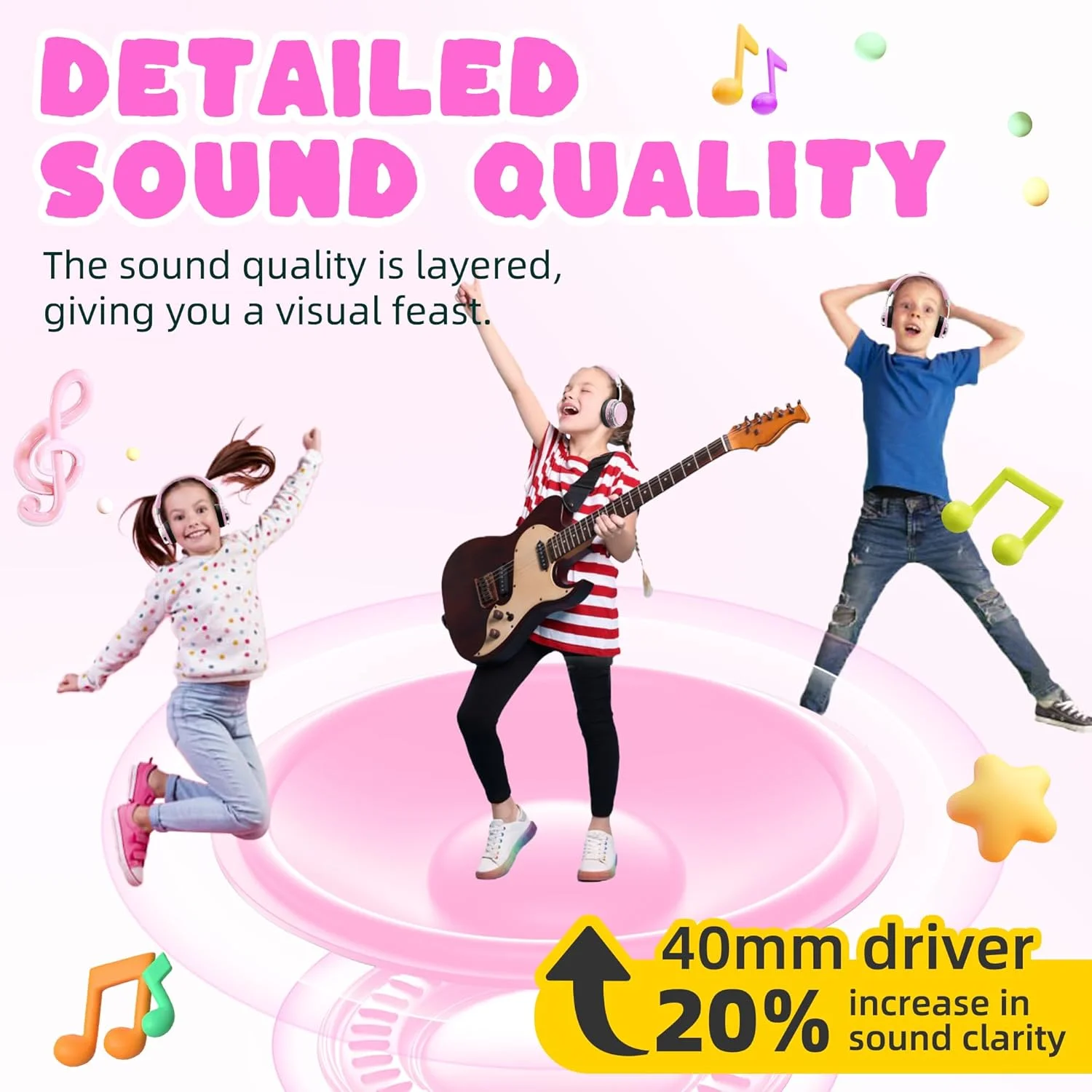 هدفون بلوتوثی کودکانه PROHEAR 010 Pro، حذف نویز فعال بیسیم، 80 ساعت پخش، صدای ایمن 85 دسیبل، صدای Hi-Fi، روگوشی، میکروفون داخلی برای آیپد/تبلت/هواپیما - صورتی هدفون بلوتوثی کودکانه PROHEAR 010 Pro، حذف نویز فعال بیسیم، 80 ساعت پخش، صدای ایمن 85 دسیبل، صدای Hi-Fi، روگوشی، میکروفون داخلی برای آیپد/تبلت/هواپیما - صورتی