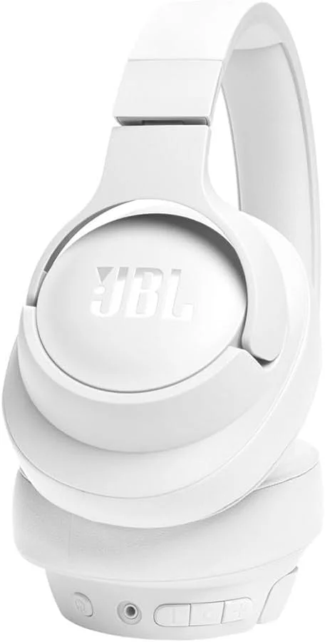 هدفون بی‌سیم رو گوشی JBL Tune 720BT، صدای Pure Bass، بلوتوث 5.3، باتری 76 ساعته، تماس هندزفری، اتصال چند نقطه‌ای، تاشو، کابل صوتی جداشدنی - سفید، JBLT720BTWHT