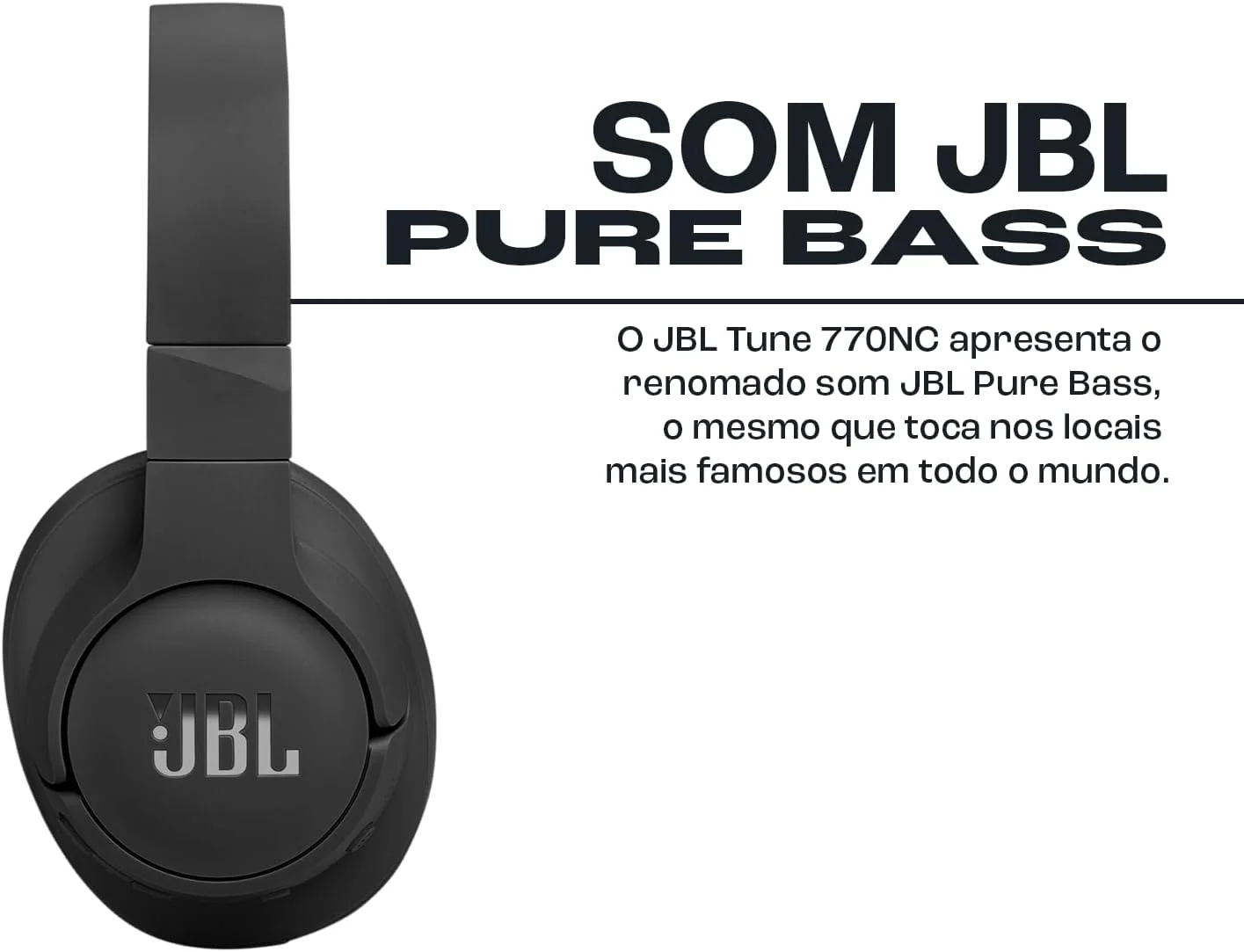 هدفون بی‌سیم روگوشی JBL Tune 770NC با قابلیت حذف نویز تطبیقی، صدای Pure Bass، Smart Ambient، بلوتوث 5.3، Le Audio، VoiceAware، باتری 70 ساعته، اتصال چند نقطه‌ای - مشکی، JBLT770NCBLK