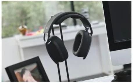 هدفون بی‌سیم سبک وزن دور گوشی لاجیتک Zone Vibe 100 با میکروفون حذف نویز، هدست بلوتوث چند نقطه‌ای پیشرفته، سازگار با Teams، Google Meet، Zoom، Mac/PC - گرافیت