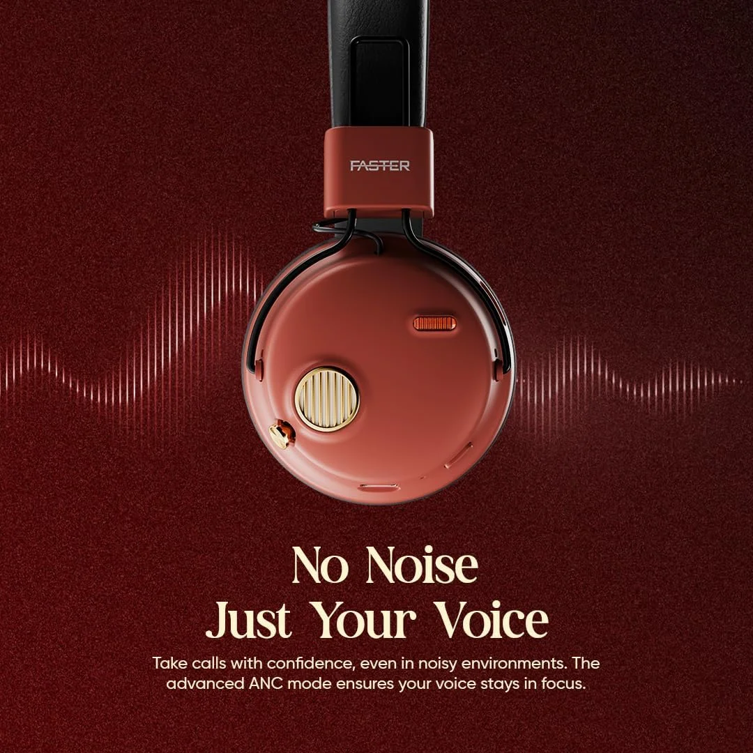 هدفون رو گوشی Faster S8 Rove - هدفون بی سیم بلوتوث 5.3 با قابلیت حذف نویز پیشرفته و 43 ساعت پخش - درایورهای 40 میلی متری، شارژ Type-C، تماس هندزفری، بیس عمیق، سبک وزن، مناسب ورزش، باشگاه و مسافرت (مشکی)
