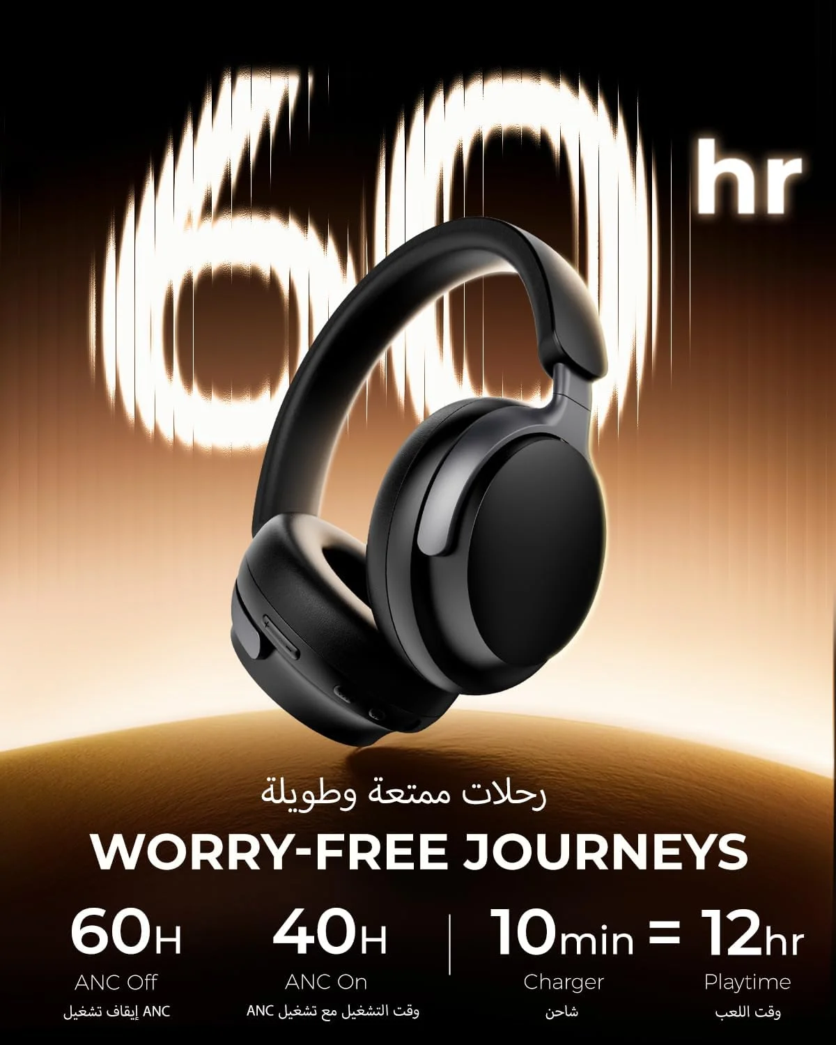 هدفون بلوتوثی روگوشی گارلو، هدفون بی سیم با قابلیت حذف نویز فعال، هدست بلوتوث 5.4 با 60 ساعت پخش موسیقی، گوشی های راحت، تماس های شفاف، تاشو، هدفون بی سیم برای مسافرت