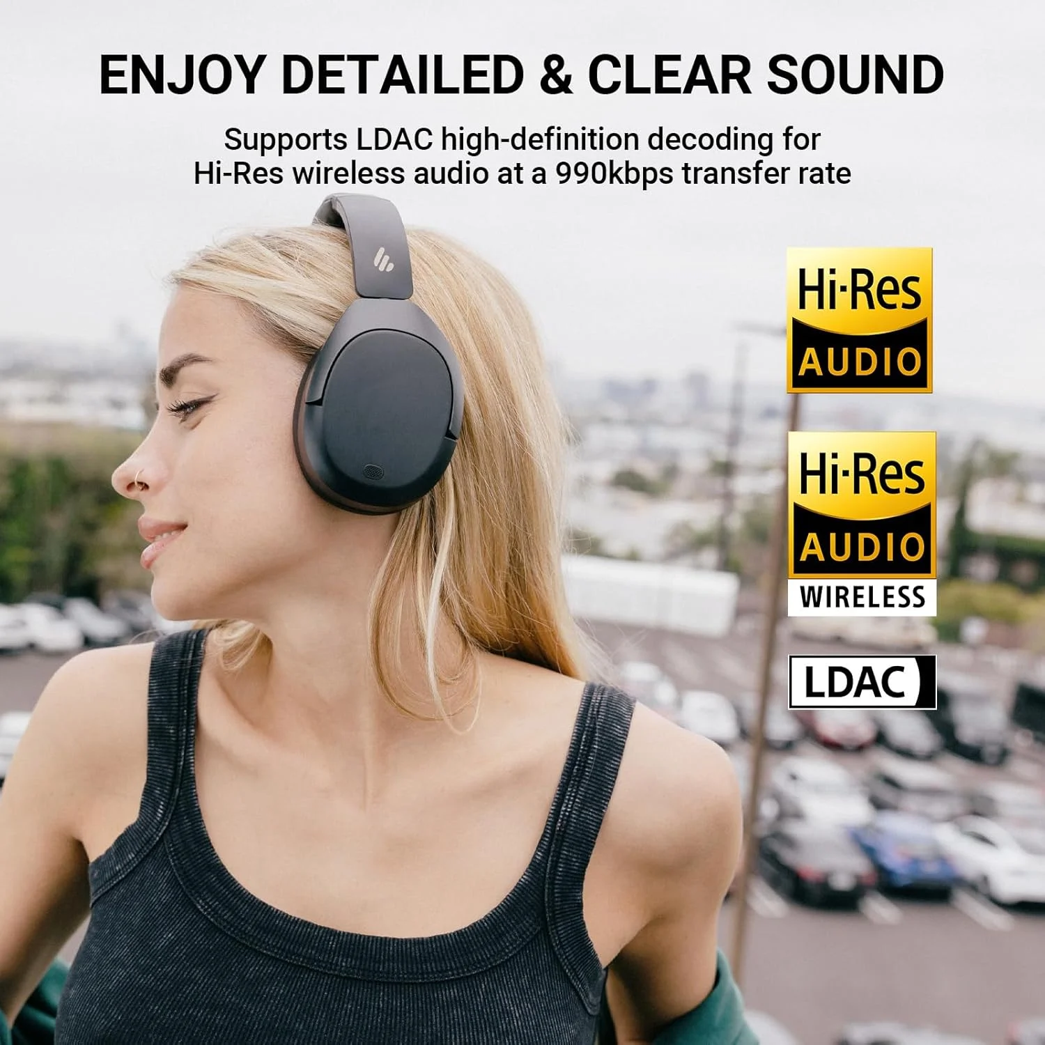 هدفون بی‌سیم دور گوشی Edifier W830NB با قابلیت حذف نویز فعال 45- دسی‌بل، بلوتوث 5.4، 94 ساعت پخش موسیقی، کدک AAC & LDAC، صدای Hi-Res، صدای فراگیر، شارژ سریع، اتصال چند نقطه‌ای، وزن سبک 267 گرم، مشکی