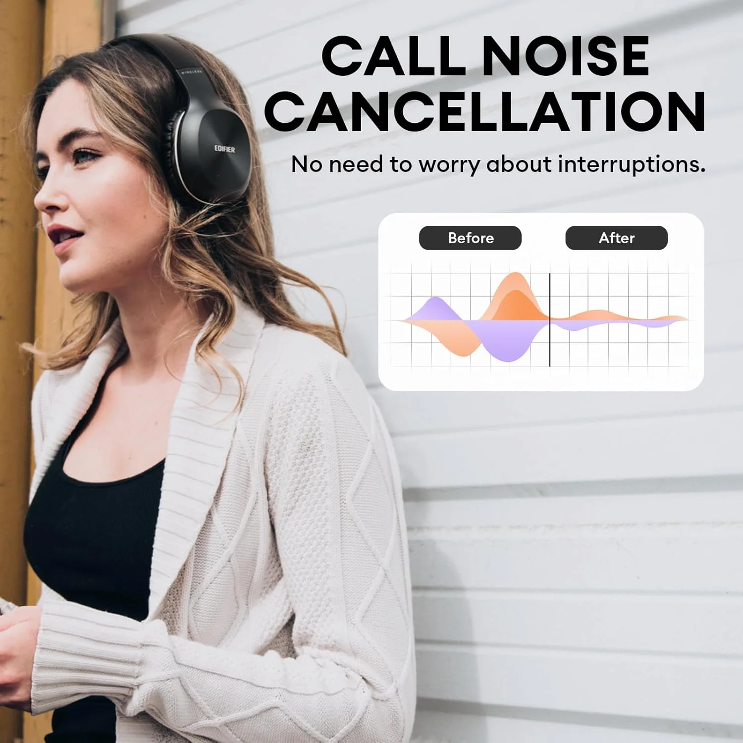 هدفون بی‌سیم بلوتوثی دور گوشی ادیفایر مدل W800BT Plus، هدفون استریو با میکروفون داخلی و بیس عمیق، 55 ساعت پخش موسیقی، هدست بلوتوث 5.1 با قابلیت حذف نویز CVC 8.0 برای تماس صوتی