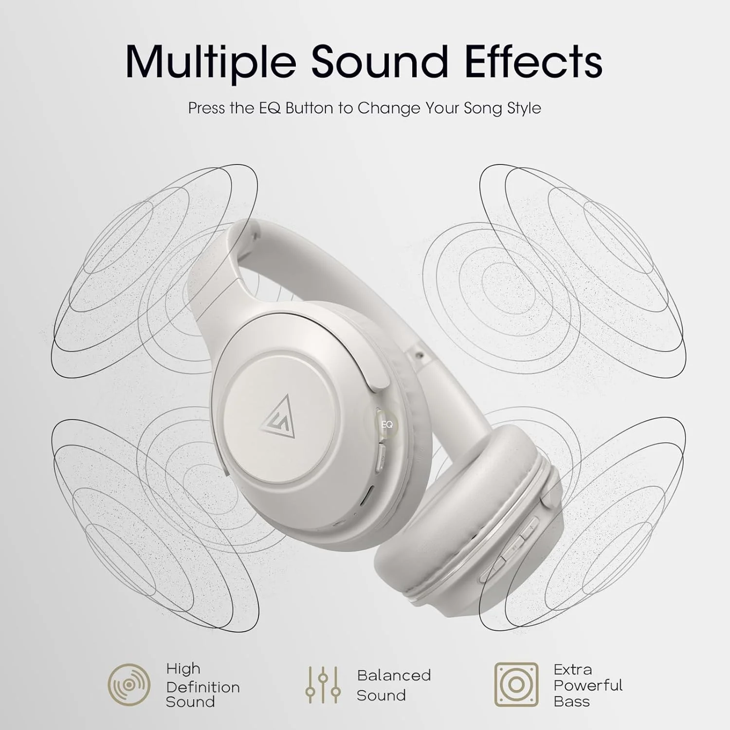 هدفون بی سیم DOQAUS، هدفون بلوتوثی با 3 حالت EQ، 70 ساعت پخش، هدفون بی سیم تاشو HiFi استریو، هدفون رو گوشی با دستیار صوتی، میکروفون داخلی برای تلفن/رایانه شخصی (خاکستری)