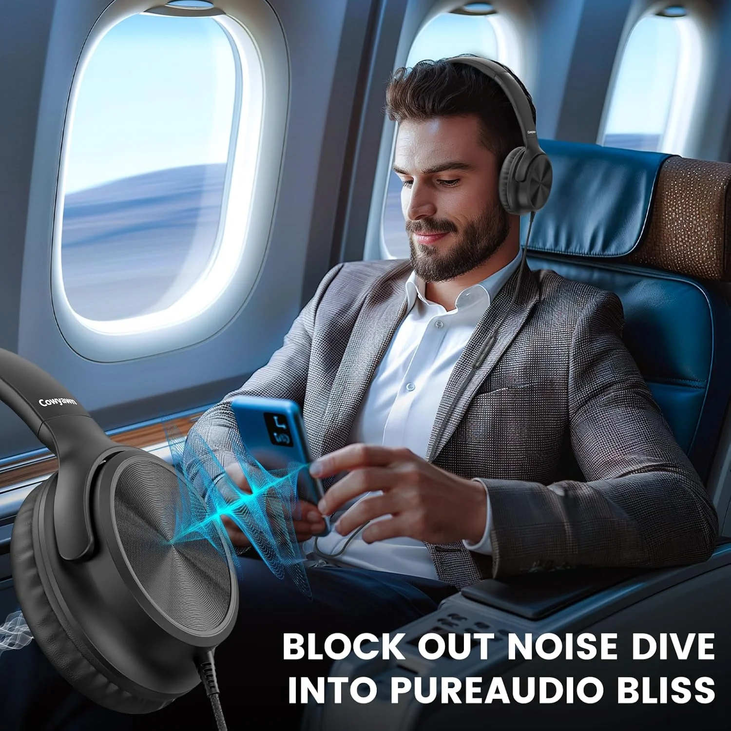 هدفون سیمی USB نوع C، هدفون روگوشی سیمی USB نوع C با میکروفون، کنترل صدا، صدای استریو HD، هدفون تاشو USB نوع C برای نوجوانان/لپ تاپ/کامپیوتر/آیفون، مشکی