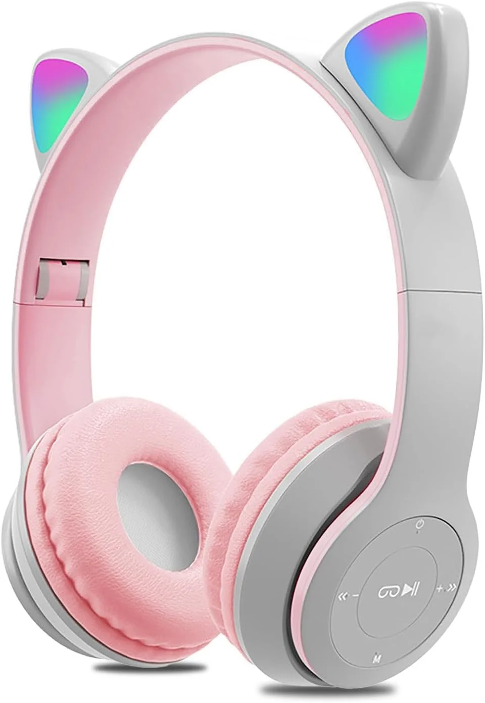 هدفون بلوتوثی بچه گانه با گوش های گربه ای LED، حالت بی سیم و با سیم، درایور 40 میلی متری، هدفون استریو تاشو روی گوشی با میکروفون، هدفون بلوتوث 5.0 دخترانه برای تلفن های هوشمند، کامپیوتر، آیپد، خاکستری صورتی هدفون بلوتوثی بچه گانه با گوش های گربه ای LED، حالت بی سیم و با سیم، درایور 40 میلی متری، هدفون استریو تاشو روی گوشی با میکروفون، هدفون بلوتوث 5.0 دخترانه برای تلفن های هوشمند، کامپیوتر، آیپد، خاکستری صورتی