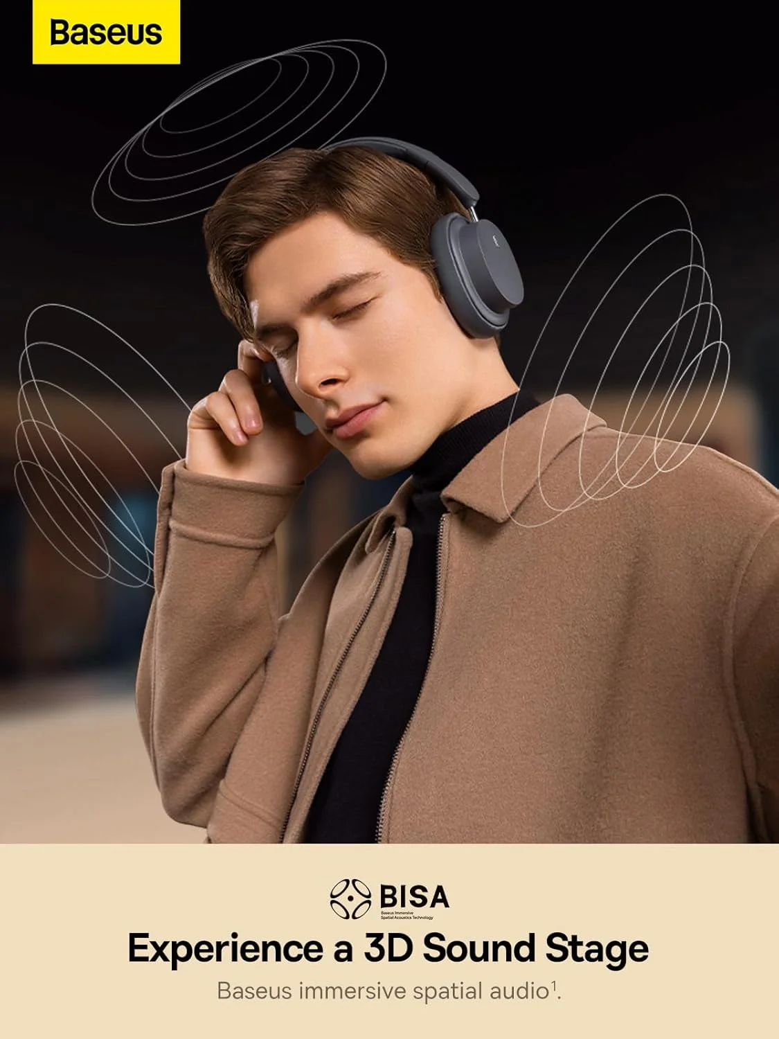 هدفون بی‌سیم Baseus Bowie D05 با میکروفون، 70 ساعت پخش، هدفون‌های بی‌سیم بلوتوثی با حالت‌های EQ، میکروفون HD داخلی، صدای استریو HiFi، بیس عمیق، گوشی‌های نرم برای تلفن/رایانه (خاکستری)