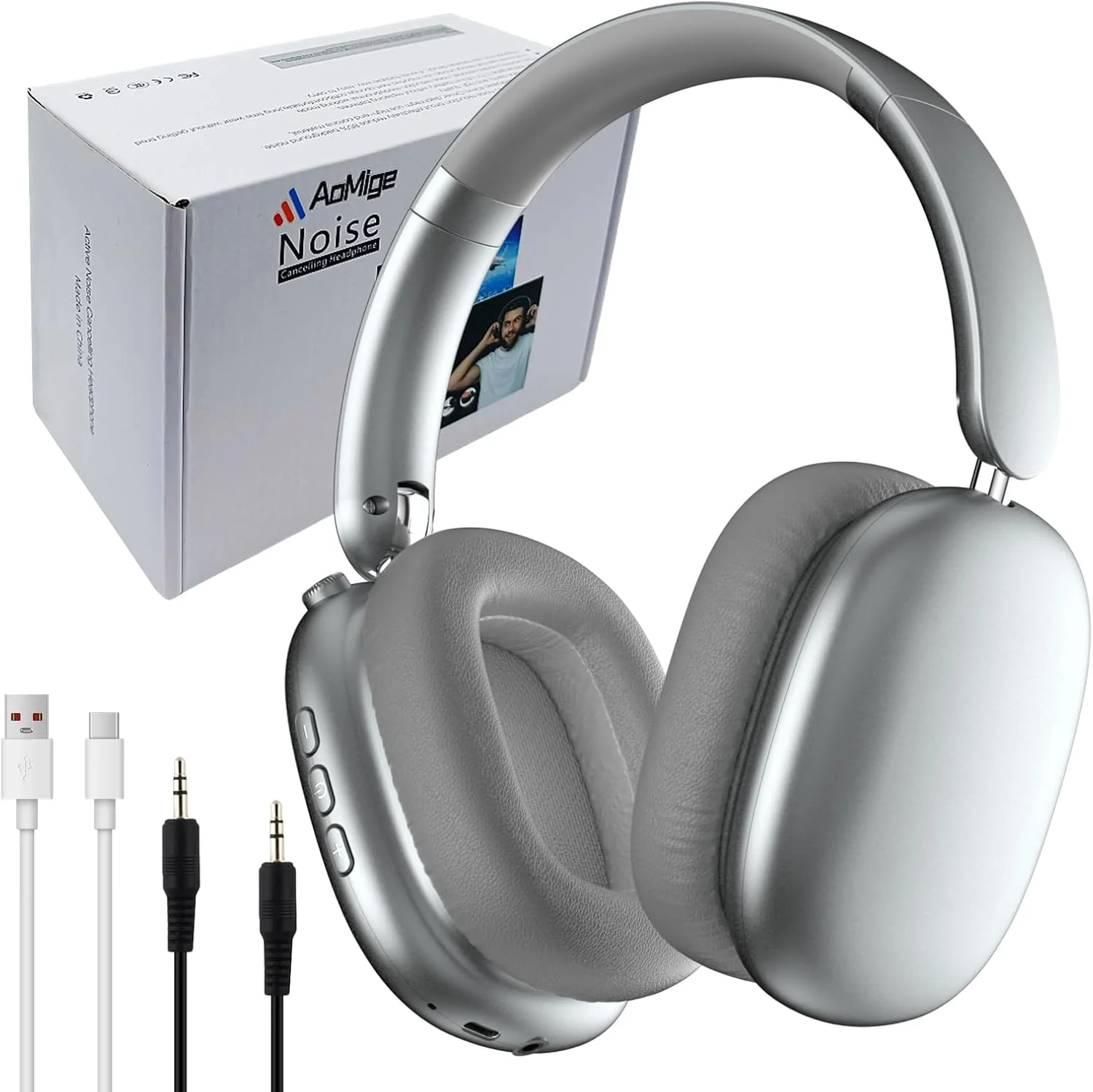 هدفون بی‌سیم 2.4 گیگاهرتزی تاشو با قابلیت تنظیم روی گوش - حالت‌های مختلف، بلوتوث 5.4، حذف نویز فعال ANC، صدای استریو Hi-Res، 40 ساعت پخش موسیقی با قابلیت کنترل صدا (نقره‌ای)