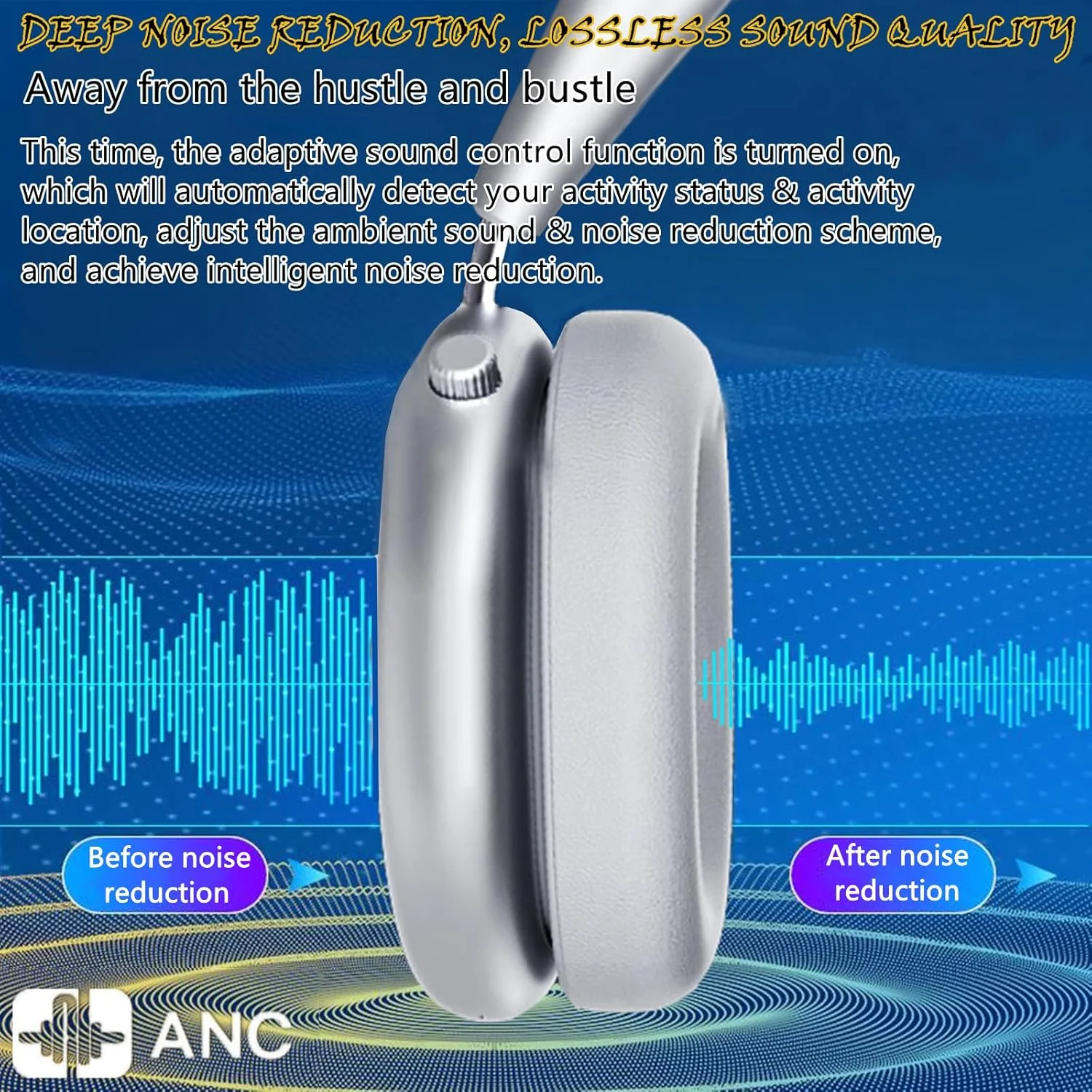 هدفون بیسیم 2.4 گیگاهرتزی تاشو با قابلیت تنظیم روی گوش - حالتهای مختلف، بلوتوث 5.4، حذف نویز فعال ANC، صدای استریو Hi-Res، 40 ساعت پخش موسیقی با قابلیت کنترل صدا (نقرهای) هدفون بیسیم 2.4 گیگاهرتزی تاشو با قابلیت تنظیم روی گوش - حالتهای مختلف، بلوتوث 5.4، حذف نویز فعال ANC، صدای استریو Hi-Res، 40 ساعت پخش موسیقی با قابلیت کنترل صدا (نقرهای)