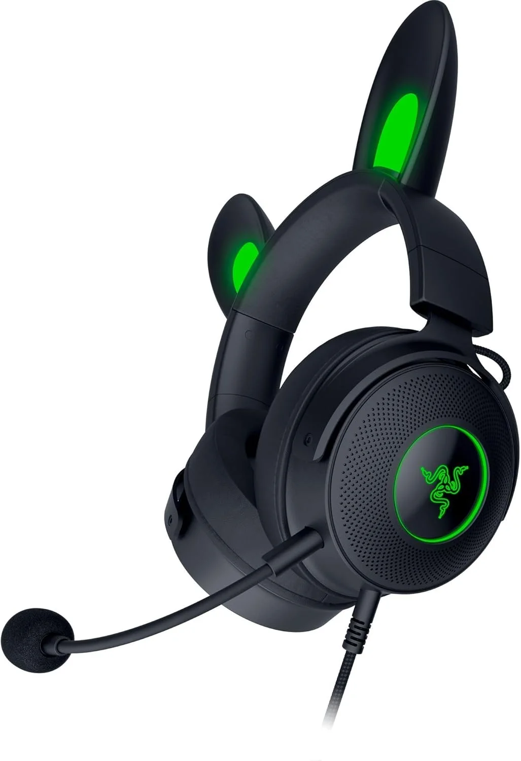 هدست گیمینگ سیمی RGB ریزر Kraken Kitty V2 Pro: گوش های قابل تعویض کیتی، خرسی و خرگوشی، نورپردازی واکنش گرا به استریم، میکروفون کاردیوئید HyperClear جداشدنی، برای PC، PS4، PS5، نینتندو سوییچ - مشکی