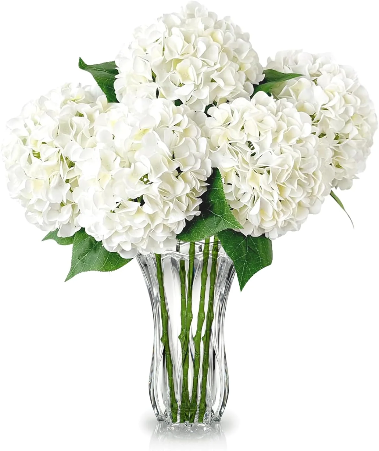 دسته گل 5 شاخه گل ادریسی مصنوعی ابریشمی، گل های ادریسی مصنوعی واقعی برای تزئین عروسی، مهمانی، خانه، دفتر، دکور اتاق خواب، پروژه های DIY (5، سفید)