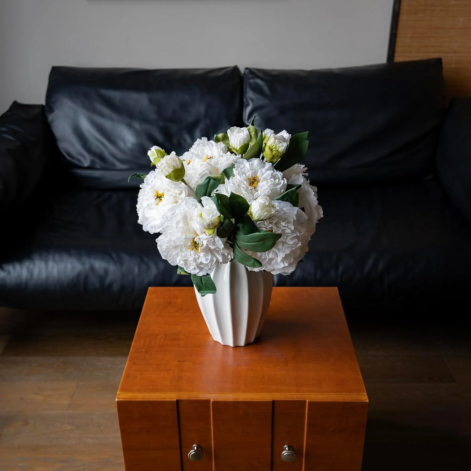 گل های مصنوعی گل صد تومانی ابریشمی، ساقه بلند برای دکوراسیون منزل، اتاق نشیمن، گل های مصنوعی تزئینی (سفید 4 عددی)