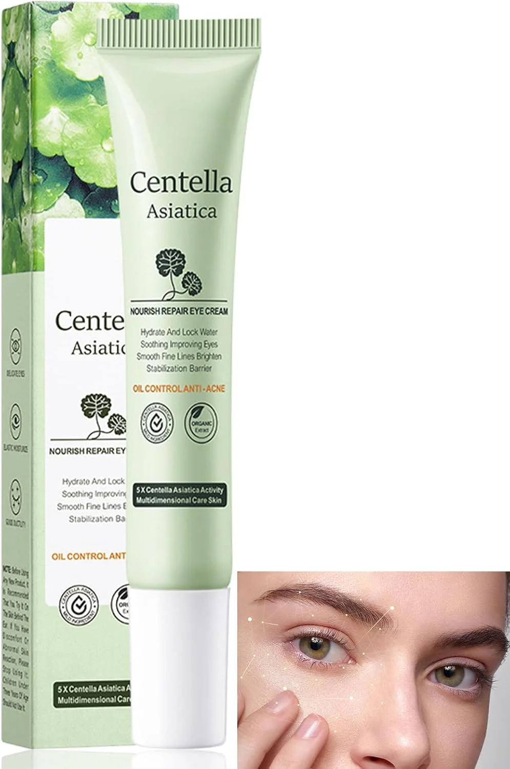 کرم دور چشم ارگانیک با سنتلا آسیاتیکا، کرم دور چشم ضد پیری و ضد چروک، کرم دور چشم برای سیاهی و پف زیر چشم، کیسه های زیر چشم، خطوط ریز، افتادگی، مراقبت آبرسان زیر چشم