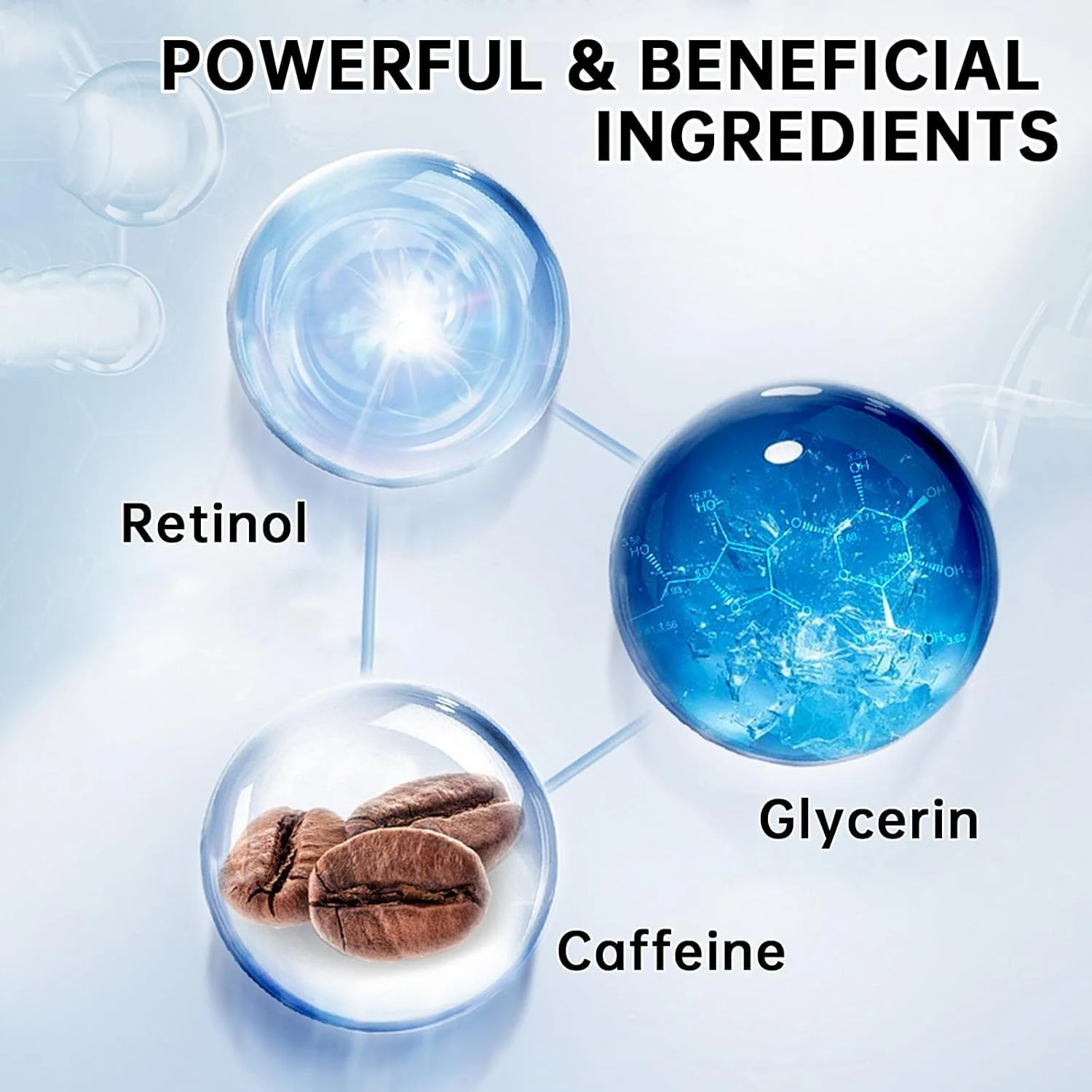 کرم دور چشم ضد پیری، کرم زیر چشم با 5% کافئین و رتینول، سرم دور چشم کافئین با غلتک ماساژ 360 درجه برای پف، سیاهی دور چشم، چین و چروک و خطوط ریز