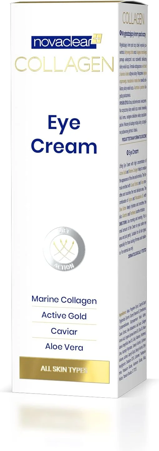 کرم دور چشم کلاژن نوواکلیر - درمان ضد پیری زیر چشم با کلاژن دریایی، خاویار و طلا - سفت کننده، صاف کننده و احیا کننده ناحیه ظریف چشم - با رتینول و شی باتر - 15 میلی لیتر کرم دور چشم کلاژن نوواکلیر - درمان ضد پیری زیر چشم با کلاژن دریایی، خاویار و طلا - سفت کننده، صاف کننده و احیا کننده ناحیه ظریف چشم - با رتینول و شی باتر - 15 میلی لیتر